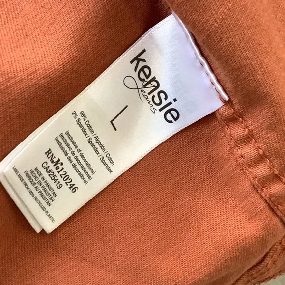 Kensie Vintage Luxe Pumpkin Rust Distressed Stretch Denim Jean Jacket Sz L - Picture 11 of 11